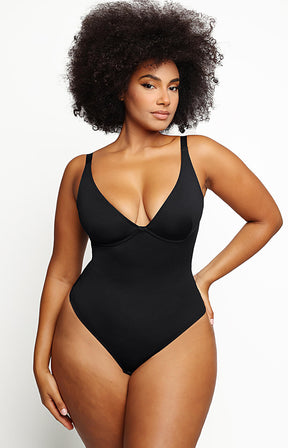 AirSlim® Body Contour V-Neck Thong Bodysuit