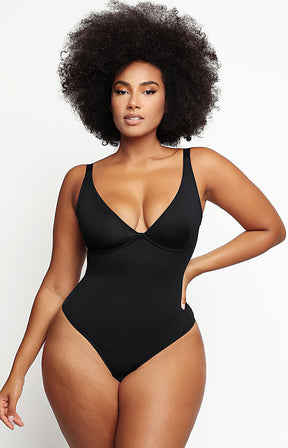 AirSlim® Body Contour V-Neck Thong Bodysuit