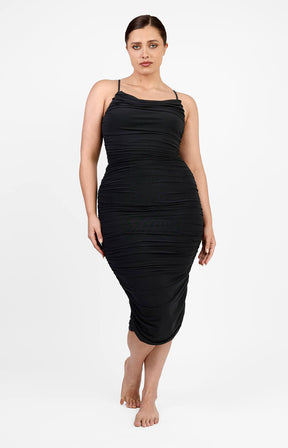 Draped Mesh Shaping Dress