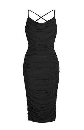 Draped Mesh Shaping Dress