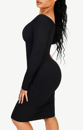 Seamless V-Neck Long Sleeve Shaping Dress