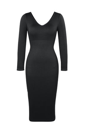 Seamless V-Neck Long Sleeve Shaping Dress