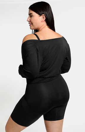 Built-In Shapewear 2-in-1 Ovelapping V-Neck Top