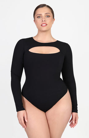 Cozy Ribbed Chic Cut-Out Bodysuit