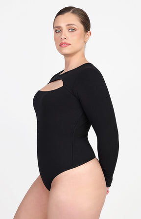 Cozy Ribbed Chic Cut-Out Bodysuit