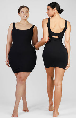 Cozy Ribbed Low-Back Shaping Dress