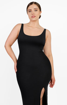 Cozy Ribbed Low-Back Shaping Dress