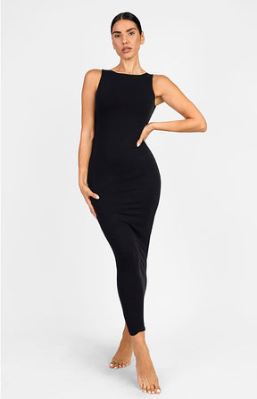 Cozy Ribbed Sleeveless Long Shaping Dress