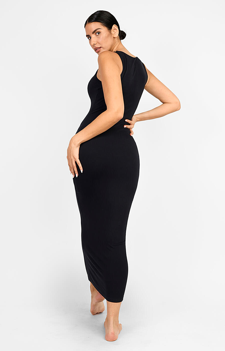 Cozy Ribbed Sleeveless Long Shaping Dress