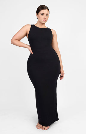 Cozy Ribbed Sleeveless Long Shaping Dress