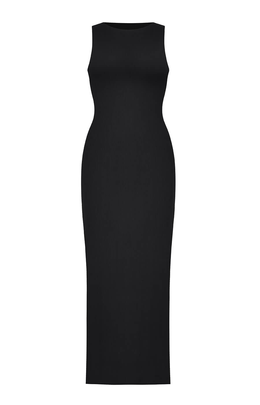 Cozy Ribbed Sleeveless Long Shaping Dress