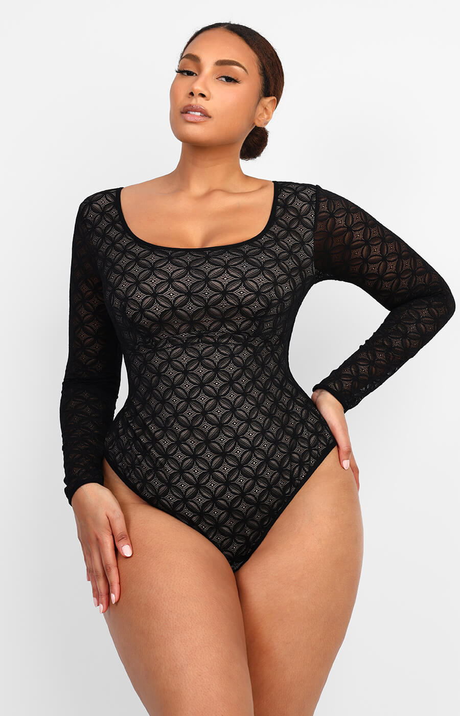 Lace Glamour Geometric Shaping Bodysuit