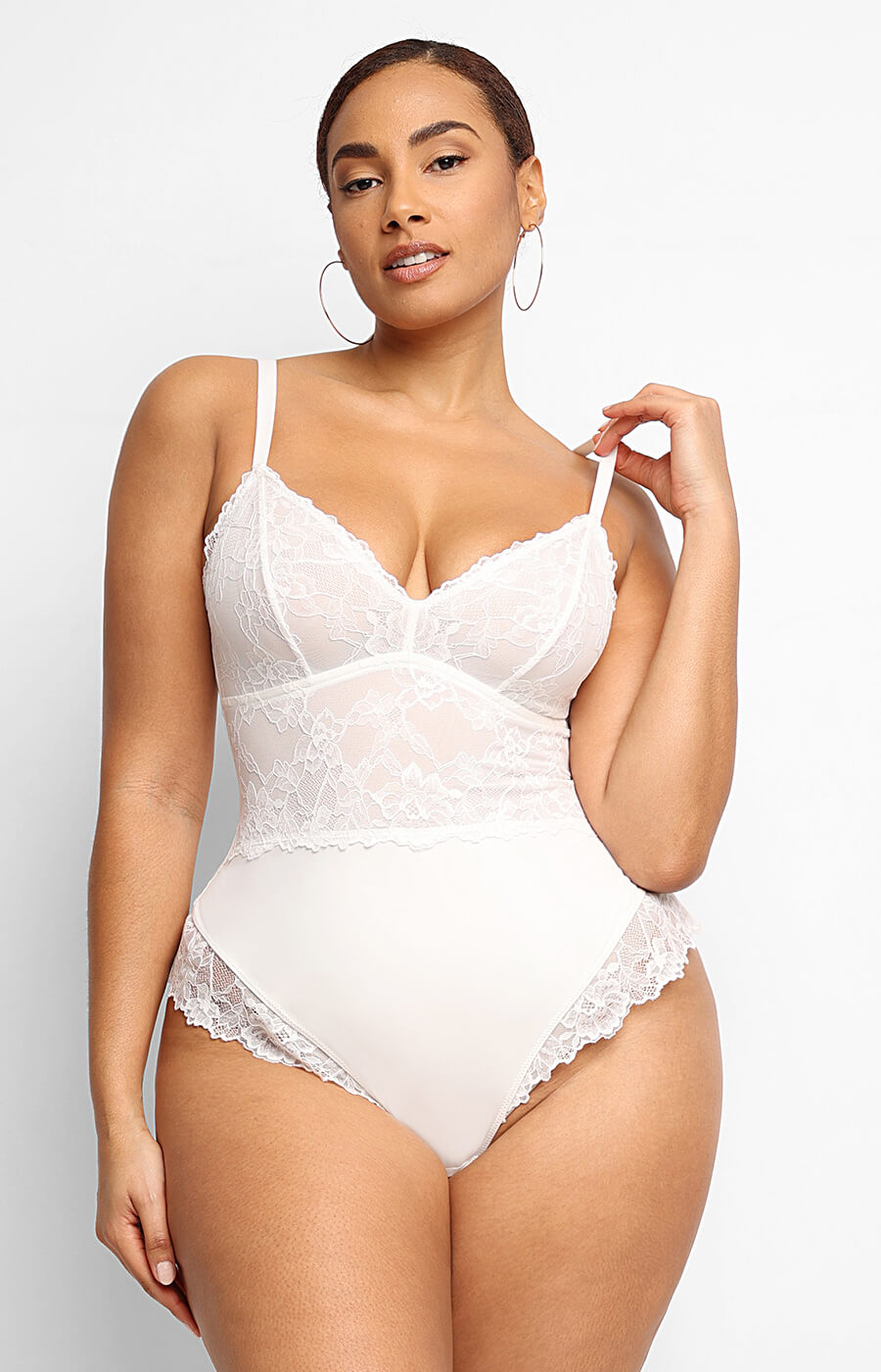 Lace Glamour Strappy Thong Bodysuit