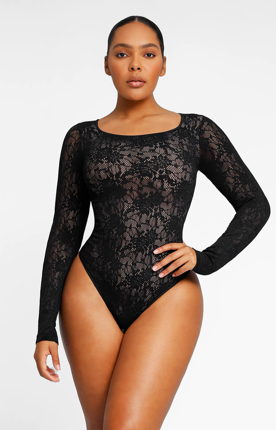 Lace Glamour Stretchy Floral Shaping Bodysuit