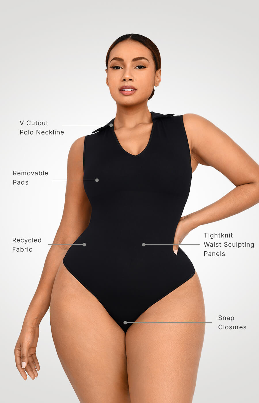 PowerConceal™ Polo Sleeveless Bodysuit