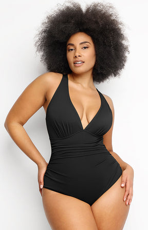 Shapellx Plunge Cutout Cross Back Shaping Swimsuit