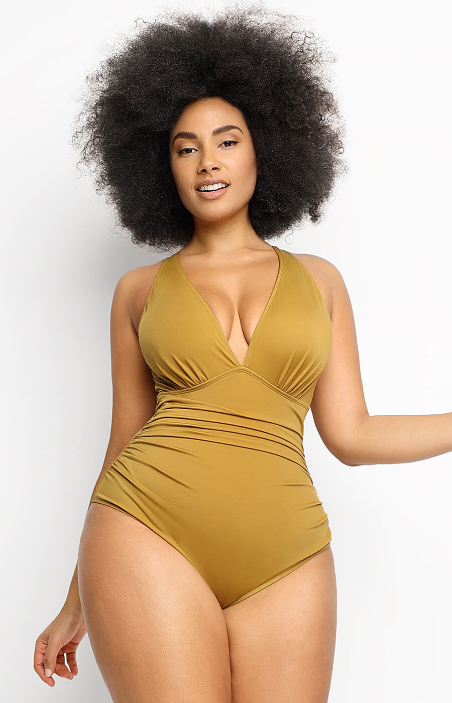 Shapellx Plunge Cutout Cross Back Shaping Swimsuit