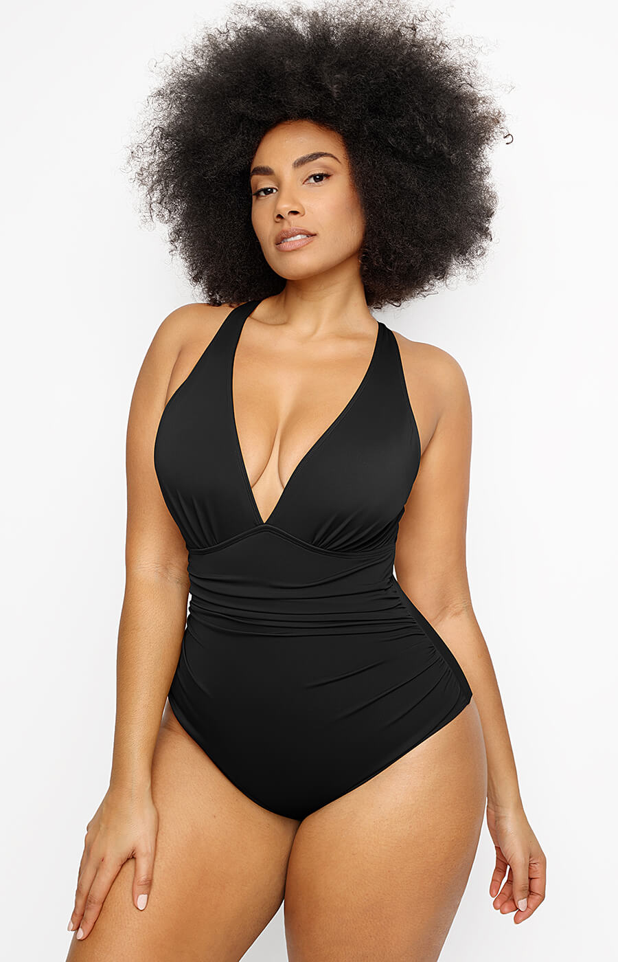 Shapellx Plunge Cutout Cross Back Shaping Swimsuit