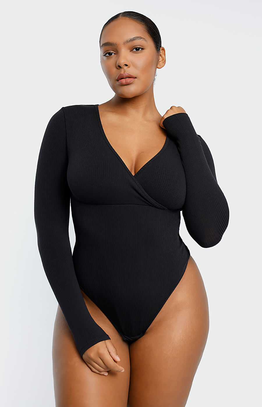 Cozy Ribbed Chic Cut-Out Bodysuit