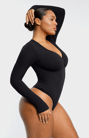 Cozy Ribbed Chic Cut-Out Bodysuit